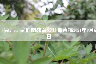 青海消防教育公开课直播2024年9月6日